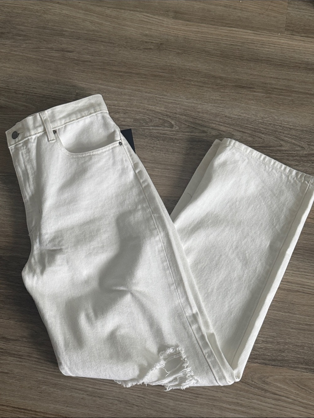 Nobody Denim Women’s White Straight-Leg Jeans Super High Rise